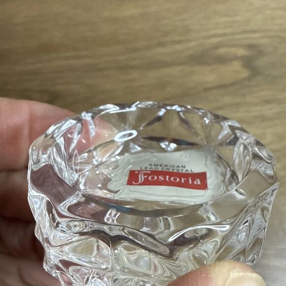 Fostoria American Pat Lead Crystal Round Open Salt Dip Cube Motif NOS Replacemen - Picture 5 of 13
